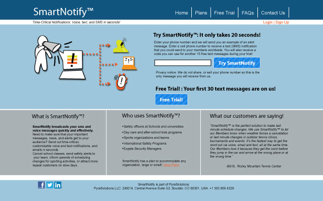 Smartnotify website and template design